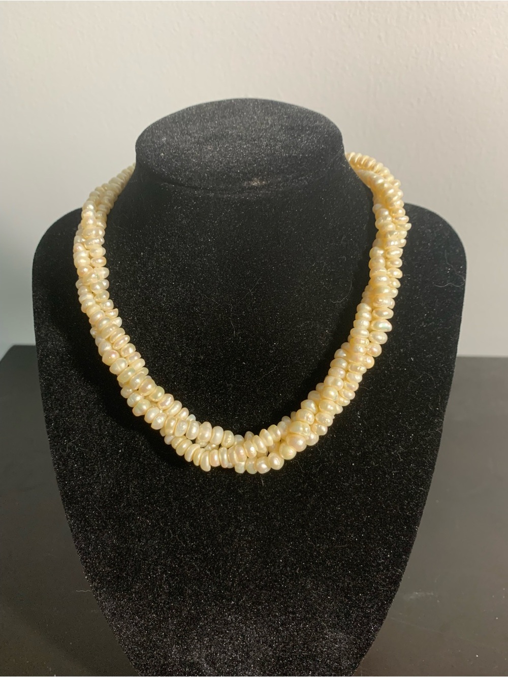 Vintage Pearl Twist 3 Strand Choker Necklace
